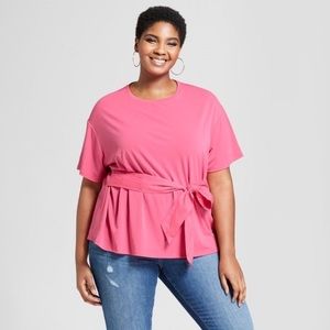 Pink Ava Viv Top with waist tie/belt - 3X